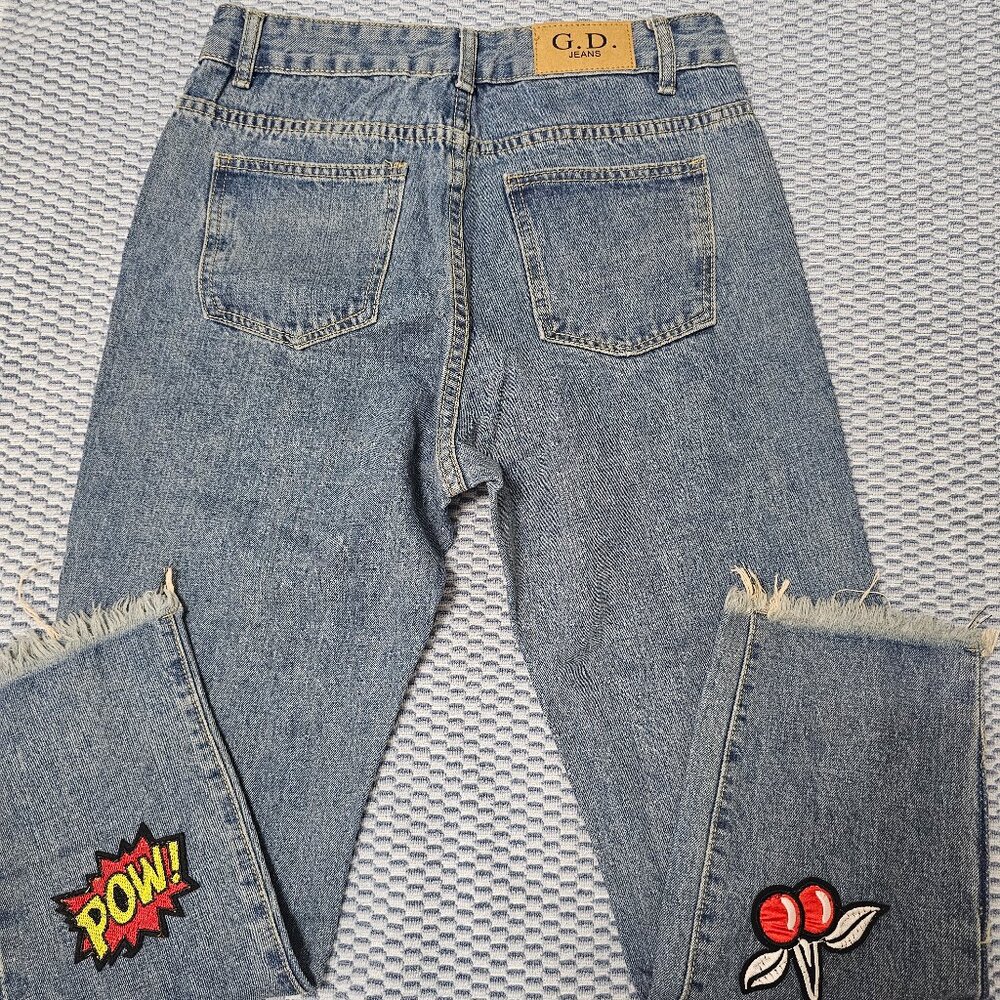 NEW Y2K Fashion G.D. Jeans High Rise Ankle Pants with Hello Kitty Patch Size 28 - Picture 4 of 9